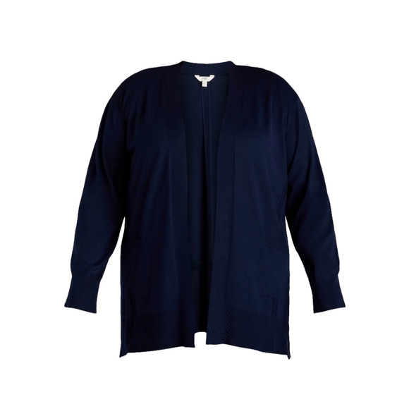 Terra & Sky Women's Size 4X (28W-30W) Fine Gauge Cardigan, Lightweight Dark Navy - Picture 1 of 3